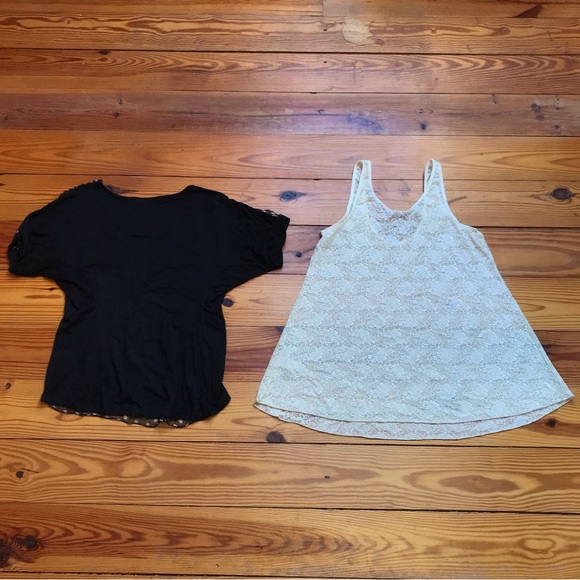 Matty M and R Jean Silk and Lace Black Ivory Tops, EUC, S - Picture 3 of 12